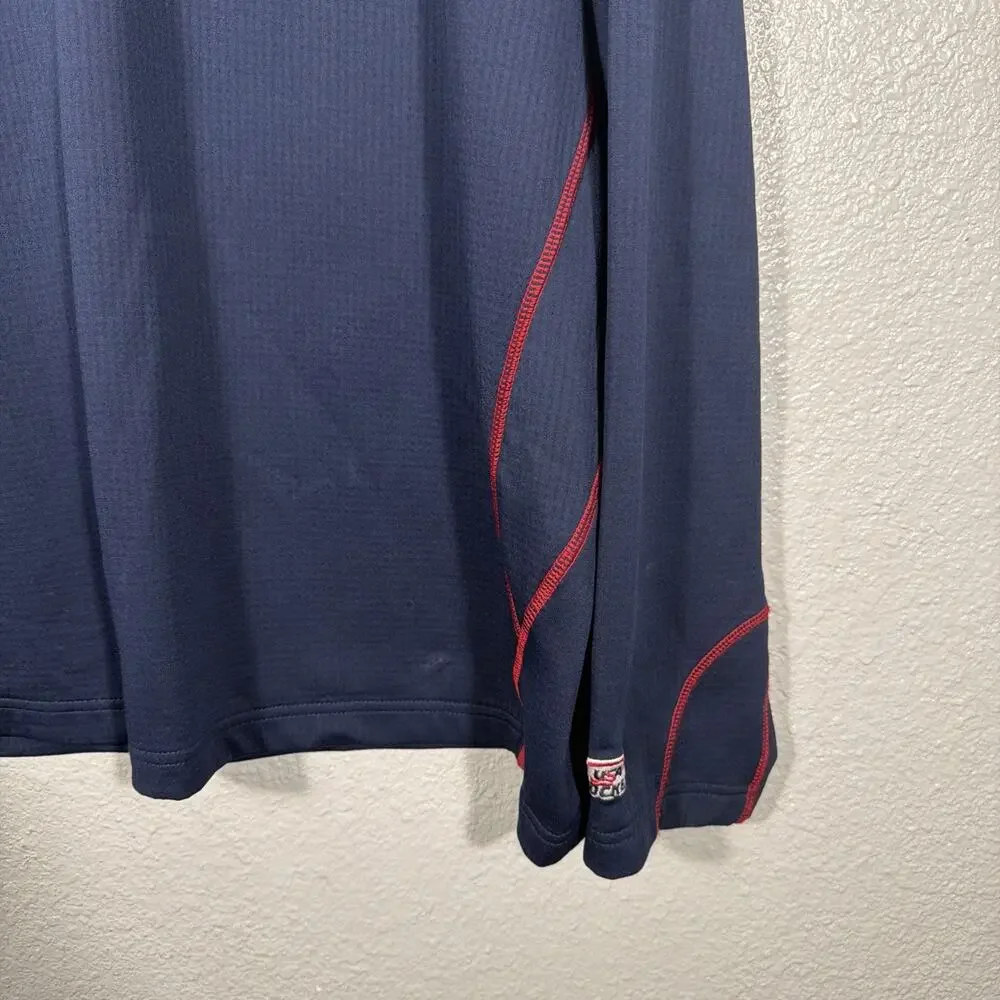 Nike USA Hockey Pullover Mens XL Blue 1/4 Zip Lightweight Olympics DriFit